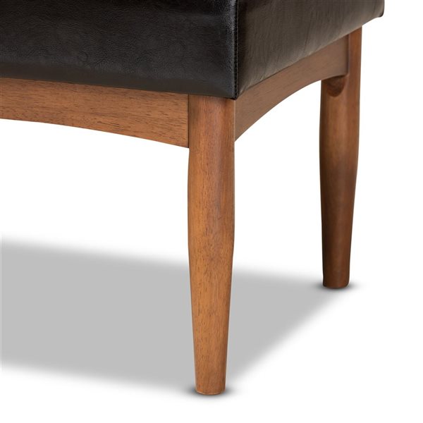 Baxton Studio Sanford Dark Brown Faux Leather and Walnut Rectangular Dining Bench