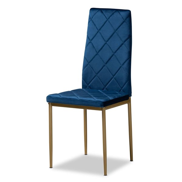 Baxton Studio Blaise Navy Blue Contemporary Polyester Upholstered Side Chair with Wood Frame - Set of 4