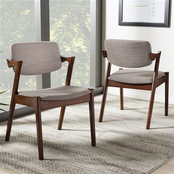 Baxton Studio Elegant Traditional Polyester Upholstered Side Chair with Wood Frame - Set of 2