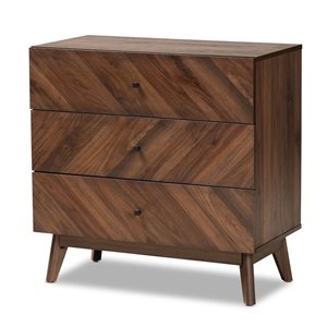 Baxton Studio Hartman Walnut Brown 3-Drawer Standard Chest