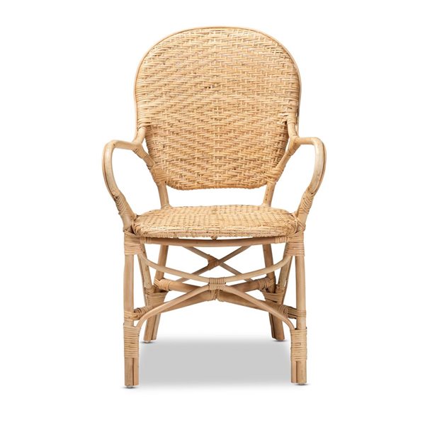 Baxton Studio Genna Contemporary Side Chair with Wicker Frame