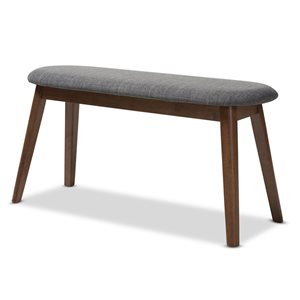 Baxton Studio Easton Dark Grey and Walnut Rectangular Dining Bench