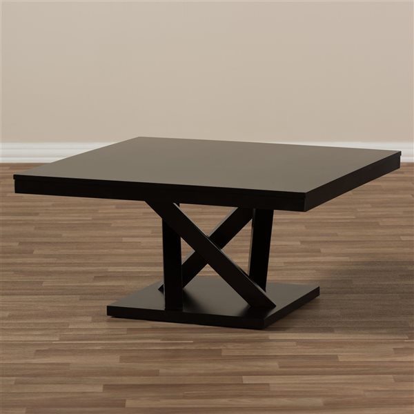 Baxton Studio Everdon Black Wicker Coffee Table