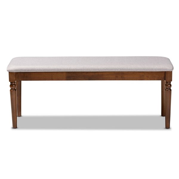 Baxton Studio Giovanni Grey and Walnut Brown Rectangular Dining Bench