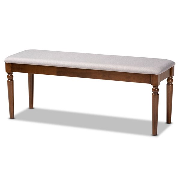 Baxton Studio Giovanni Grey and Walnut Brown Rectangular Dining Bench