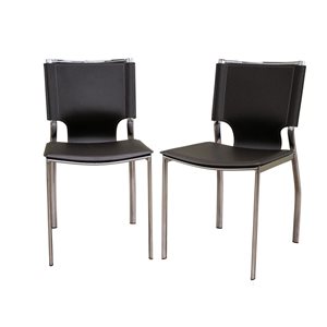 Baxton Studio Dark Contemporary Faux Leather Upholstered Side Chair with Metal Frame - Set of 2