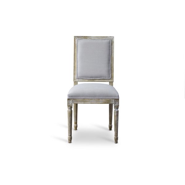 Baxton Studio Clairette Traditional Polyester Upholstered Side Chair with Wood Frame