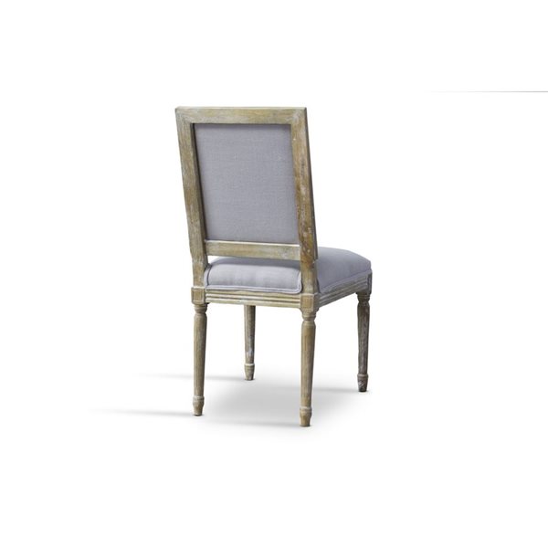 Baxton Studio Clairette Traditional Polyester Upholstered Side Chair with Wood Frame