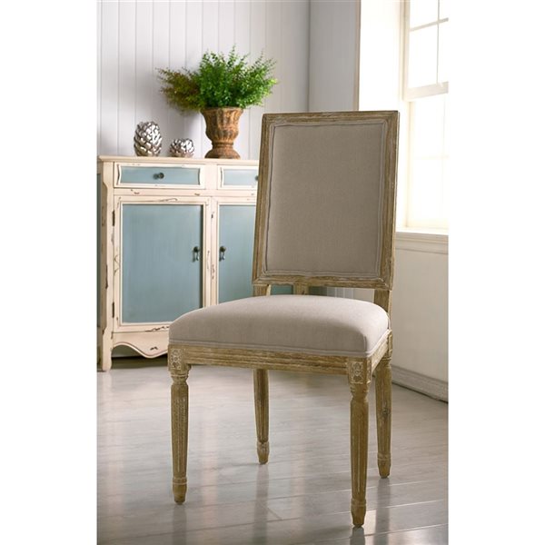 Baxton Studio Clairette Traditional Polyester Upholstered Side Chair with Wood Frame