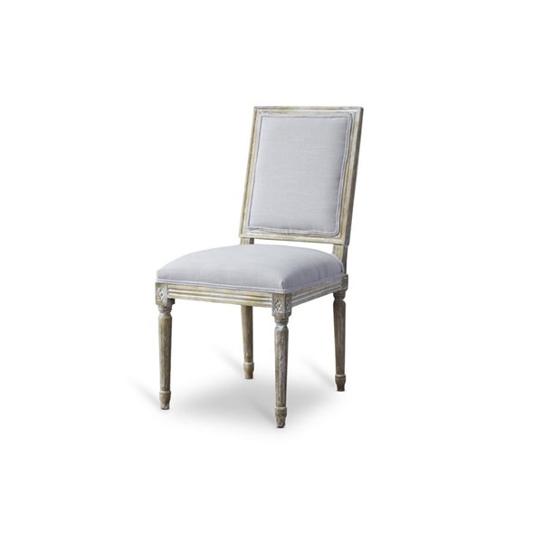 Baxton Studio Clairette Traditional Polyester Upholstered Side Chair with Wood Frame