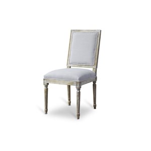 Baxton Studio Clairette Traditional Polyester Upholstered Side Chair with Wood Frame