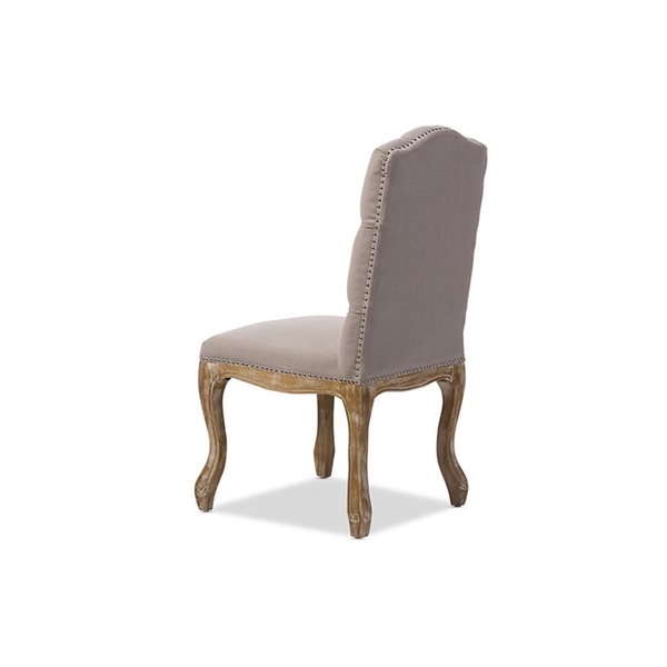 Baxton Studio Hudson Traditional Linen Upholstered Side Chair with Wood Frame