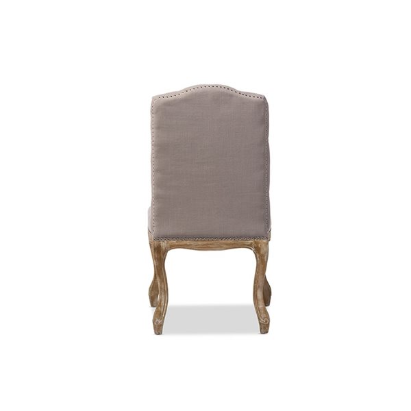 Baxton Studio Hudson Traditional Linen Upholstered Side Chair with Wood Frame