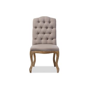 Baxton Studio Hudson Traditional Linen Upholstered Side Chair with Wood Frame