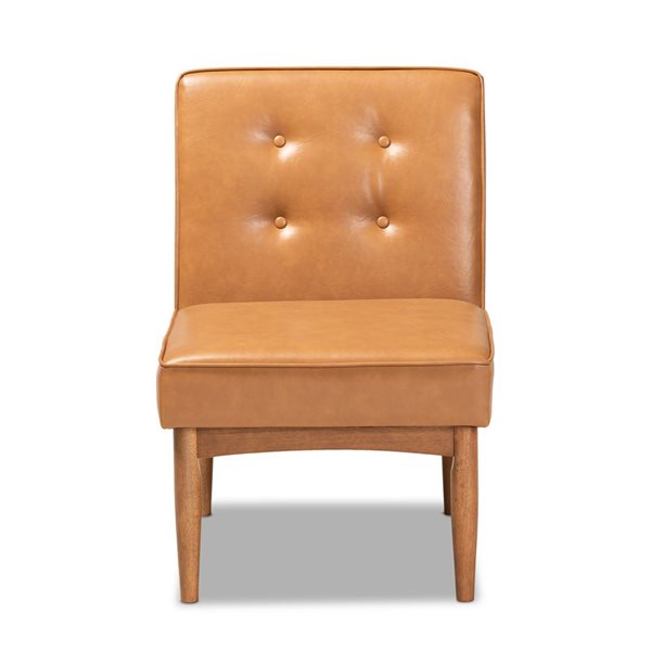 Baxton Studio Arvid Transitional Faux Leather Upholstered Side Chair with Wood Frame