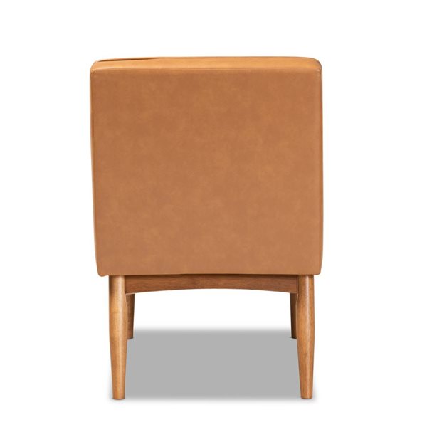 Baxton Studio Arvid Transitional Faux Leather Upholstered Side Chair with Wood Frame