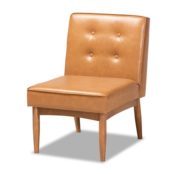 Baxton Studio Arvid Transitional Faux Leather Upholstered Side Chair with Wood Frame