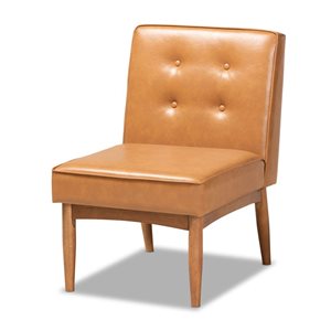 Baxton Studio Arvid Transitional Faux Leather Upholstered Side Chair with Wood Frame