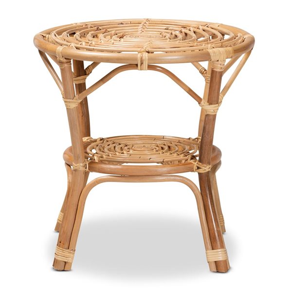 Baxton Studio Cariel Natural Wicker Round End Table