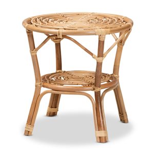 Baxton Studio Cariel Natural Wicker Round End Table