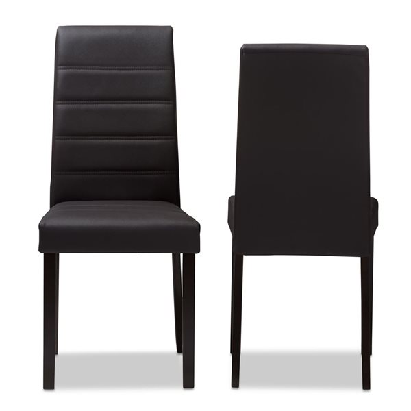 Baxton Studio Lorelle Contemporary Faux Leather Upholstered Side Chair with Wood Frame - Set of 2