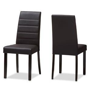 Baxton Studio Lorelle Contemporary Faux Leather Upholstered Side Chair with Wood Frame - Set of 2