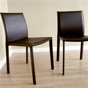 Baxton Studio Brown Contemporary Faux Leather Upholstered Side Chair with Metal Frame - Set of 2