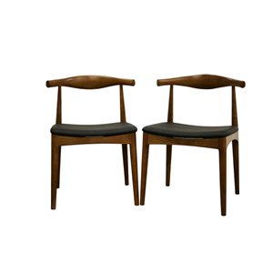 Baxton Studio Sonore Traditional Faux Leather Upholstered Side Chair with Wood Frame - Set of 2