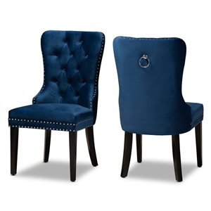 Baxton Studio Remy Transitional Velvet Upholstered Wingback Chair with Wood Frame - Set of 2