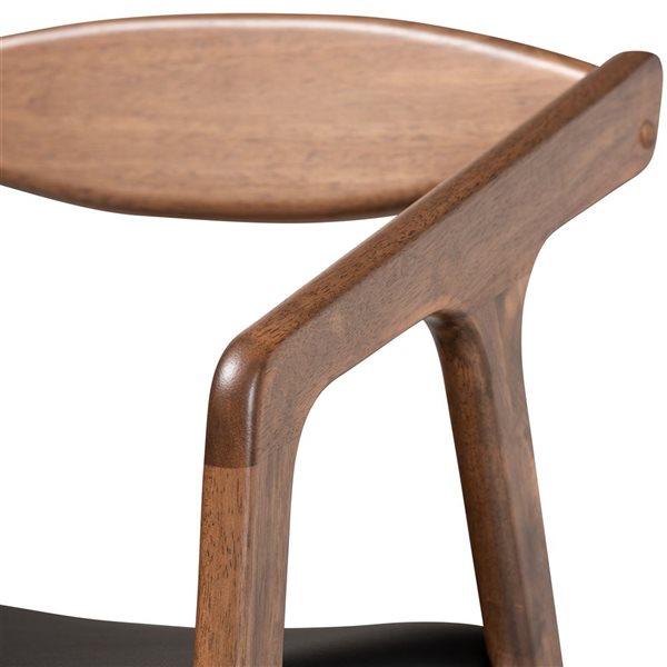 Baxton Studio Harland Transitional Black Faux Leather Upholstered Arm Chair with Wood Frame - Set of 2