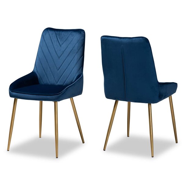 Baxton Studio Priscilla Contemporary Polyester Upholstered Side Chair with Wood Frame - Set of 2