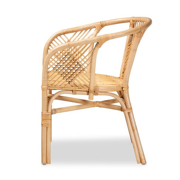 Baxton Studio Kagama Contemporary Arm Chair with Wicker Frame