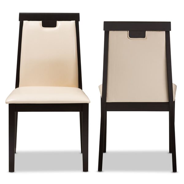 Baxton Studio Evelyn Contemporary Faux Leather Upholstered Side Chair with Wood Frame - Set of 2