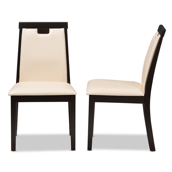 Baxton Studio Evelyn Contemporary Faux Leather Upholstered Side Chair with Wood Frame - Set of 2