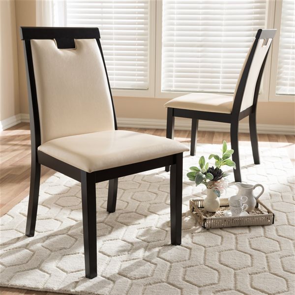 Baxton Studio Evelyn Contemporary Faux Leather Upholstered Side Chair with Wood Frame - Set of 2