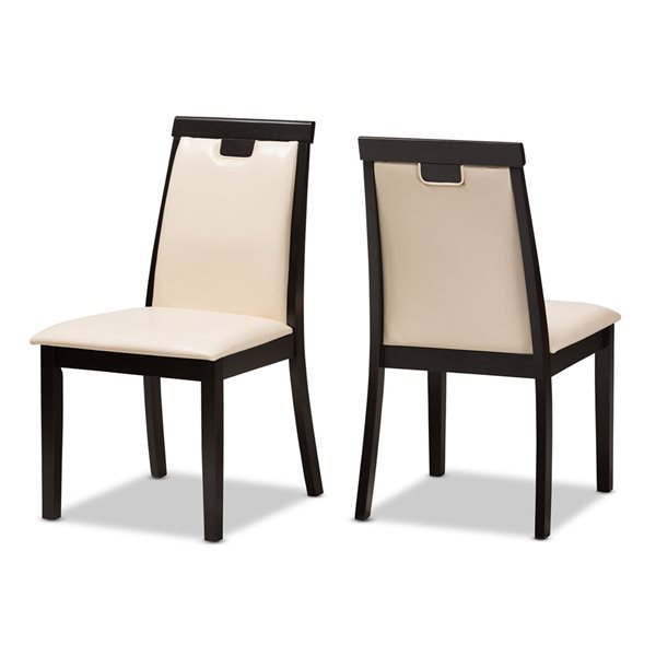 Baxton Studio Evelyn Contemporary Faux Leather Upholstered Side Chair with Wood Frame - Set of 2