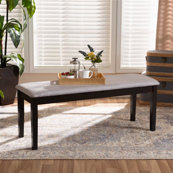 Baxton Studio Teresa Grey and Dark Brown Rectangular Dining Bench