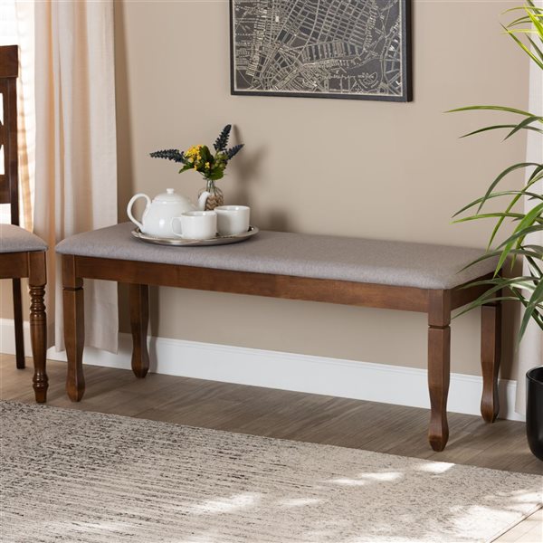 Baxton Studio Corey Grey and Walnut Brown Rectangular Dining Bench