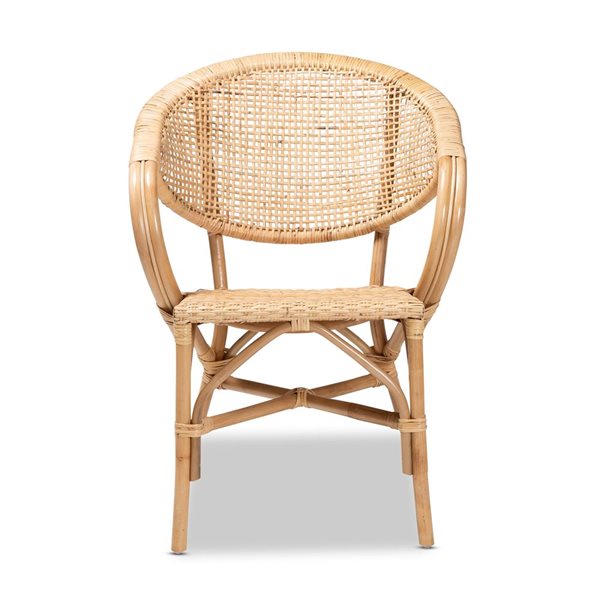 Baxton Studio Varick Contemporary Arm Chair with Wicker Frame