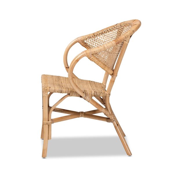 Baxton Studio Varick Contemporary Arm Chair with Wicker Frame