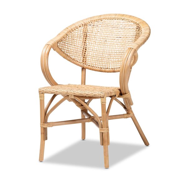 Baxton Studio Varick Contemporary Arm Chair with Wicker Frame