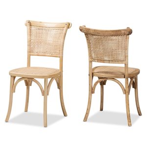 Baxton Studio Fields Traditional Side Chair with Wood Frame - Set of 2