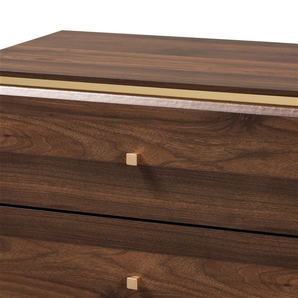 Baxton Studio Cormac Walnut Brown/Gold 5-Drawer Standard Chest