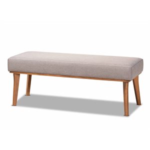 Baxton Studio Odessa Grey and Walnut Brown Rectangular Dining Bench