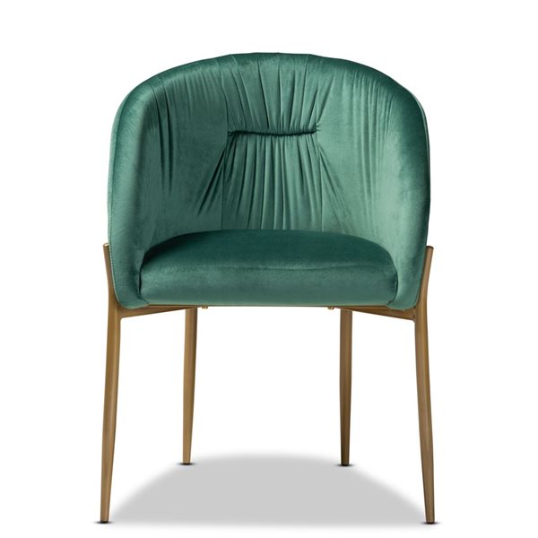 Baxton Studio Ballard Green Contemporary Polyester Upholstered Side Chair with Wood Frame