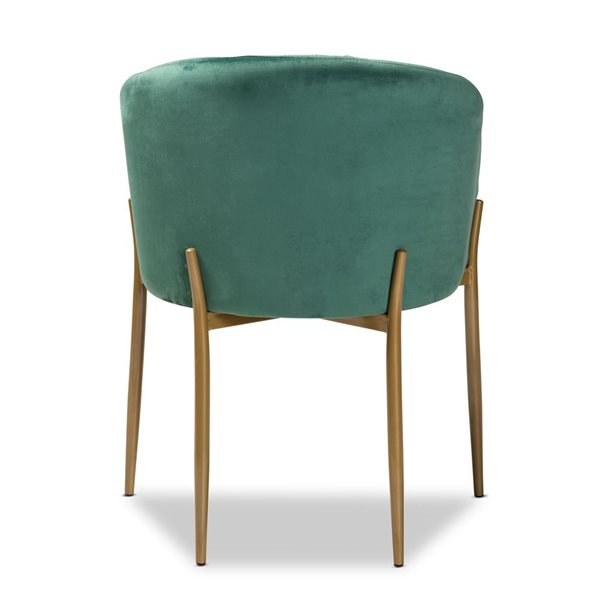 Baxton Studio Ballard Green Contemporary Polyester Upholstered Side Chair with Wood Frame