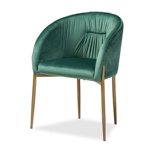 Baxton Studio Ballard Green Contemporary Polyester Upholstered Side Chair with Wood Frame