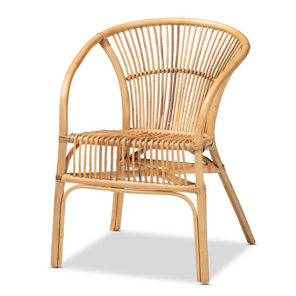 Baxton Studio Murai Contemporary Arm Chair with Wicker Frame