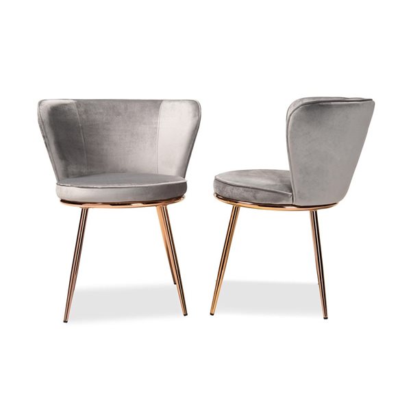 Baxton Studio Farah Grey Contemporary Polyester Upholstered Side Chair with Metal Frame - Set of 2