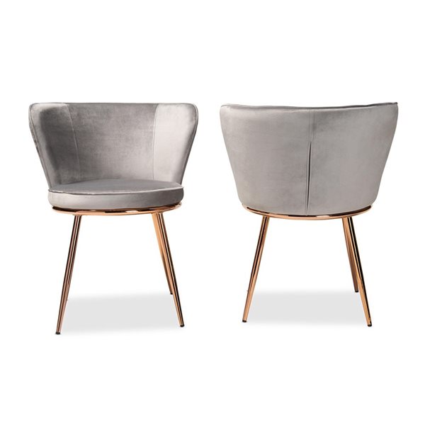 Baxton Studio Farah Grey Contemporary Polyester Upholstered Side Chair with Metal Frame - Set of 2